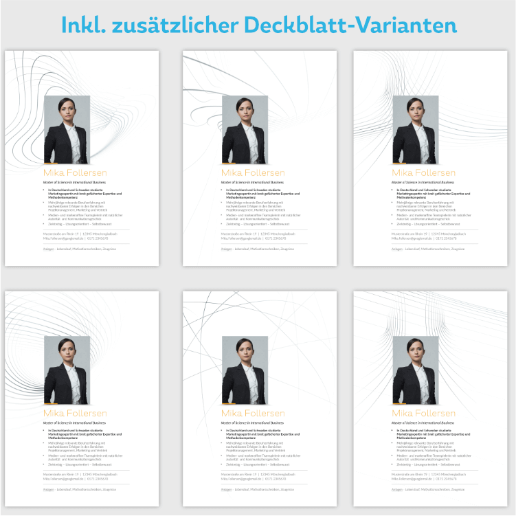 Professionelle Bewerbungsvorlage - Organisationstalent - Deckblatt-Varianten